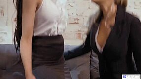 Hot female bodyguard says, 'Choose women!' as she persuades the politician with lesbian fun!