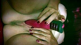 Fat woman fucking herself with big dildo pov