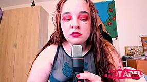 chubby teen 18+ redhead girl eats chips food show