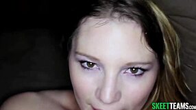 Naughty Brunette Watches You While She Sucks Your Monster Cock