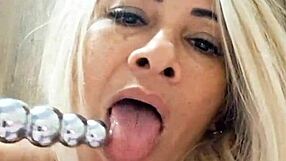 milf playin' with dildo toys naked in amateur fetish fun.