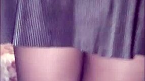 Amateur girlfriend dressed like a slut fingering her tight pussy at home