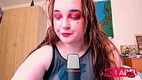 chubby teen 18+ redhead girl eats chips food show