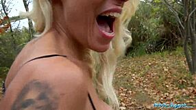 Tattooed Busty German Milf Fucked Hard Against Tree In Public