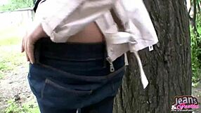 Help Me Slip Out of Skinny Jeans to Reveal Small Tits