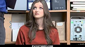 Strict security officer catches thieving teen Kenzi Ryans and gives her a way out