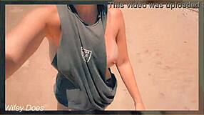 Wife Dare: Flashing Side Boob on Public Bench, Wow!