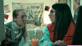 Busty babe says 'gang me with scissoring and oral'