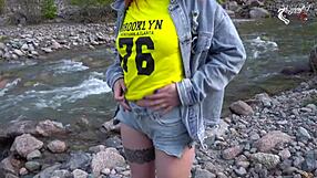 Can this cutie handle pleasure in the mountains with a creampie?