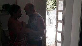 Pretending to borrow flour, I fuck my friend's wife and cum on her face