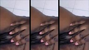 Huge Titted Black Cutie Showers Sensually.