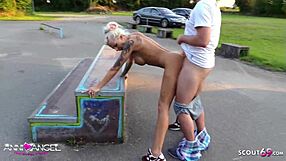 German teen anni angel fucked by strangers without condom on playground.