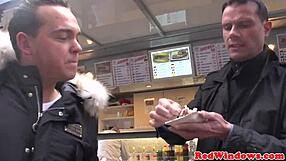 Mature Dutch prostitute rides tourist cock suggestively in doggystyle.