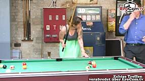 Does this german slut fuck on the billiard table?