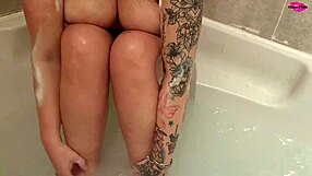 Milf seductively washes her feet alone