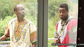 asian masseuse blows big cock in interracial nuru