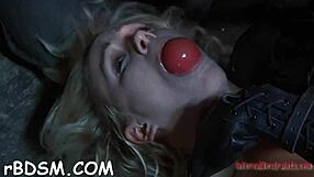 Sexy Blonde Bombshell Feels Bound And Gagged With Toys