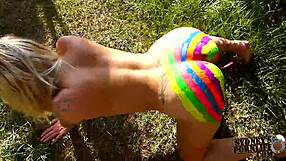 BBW’s body painting talents are showcased in outdoor garden twerk dancing session