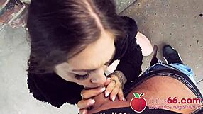 German brunette Lullu Gun fucked doggystyle in public car