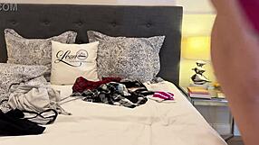 girlfriend tries on thongs and skirt without panties, ends up naked