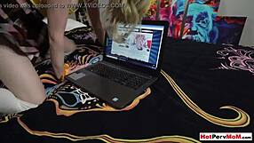 Teen stepsis bent over gets fucked by big cock caught by milf stepmom