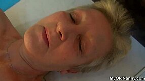 Lucy fucks granny with carrot dildo in lesbian toy play.