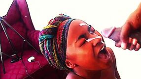 Perky ass in nasty blowbang with spitting and bukkake