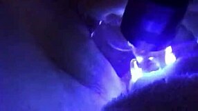 Glow In The Dark Shaved Pussy With Toys And Stockings