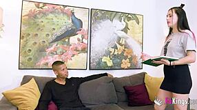 valen pink tests the guy's skills with a suggestive blowjob and doggystyle.