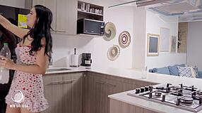 Indian teen Min Galilea masturbates intensely while dancing.