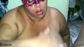 Bbw big beautiful woman with real natural tits taking a load on her lips