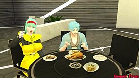 bulma stepmom catches stepson jerking to porn, teaches sex