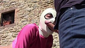 Laura’s crude experience at the outdoors in pink dress and heels