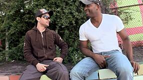 Chocolate Thug With Tattoos Gets Blowjob Then Buries His Big Cock In White Guy's Ass