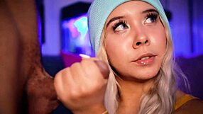 In this story, a college girl earns money by sucking her boyfriend's cock online, showcasing her horny bbw body. She performs for the camera with small tits and big ass.