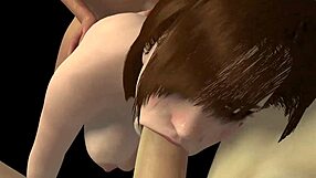 Vroča rjavolaska dobi nabito z obeh strani v divji 3D porn skupinski akciji