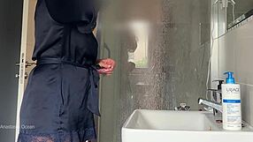 husband jerks to stepmom in shower