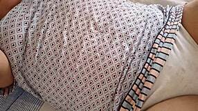 Horny Girl Orgasms in Panties on Bed.