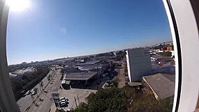 Naked woman exposes herself in hotel window!