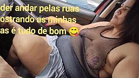 mary butterfly shows her tits through a see-through shirt in public