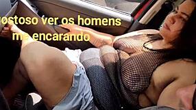 mary butterfly shows her tits through a see-through shirt in public