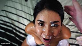 Real Asian Neighbour Sucks Married Guy For Messy Facial