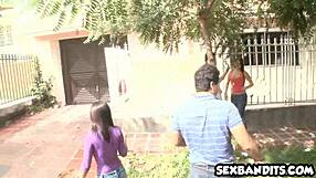 a teen latina with a round ass gets doggy style