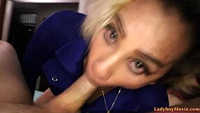 ladyboy stewardess joyly serves on flight