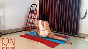 Regina Noir Practices Nude Yoga In Gym