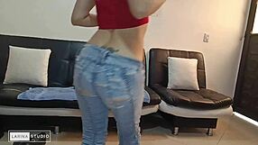 latina amateur strips lingerie in hot homemade video. she teases with pantyhose