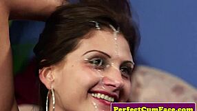 uk beauty deepthroats and gets cum on face