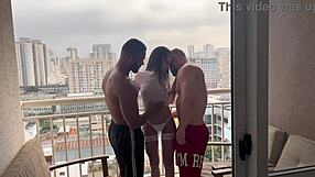 Hey, see Moreno and Alemao grab a skinny German on the balcony!