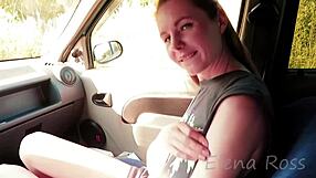 elena ross gets blowjob and doggystyle in public sucking big cock