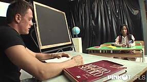 the teacher invites sexy shemale andrea for private session